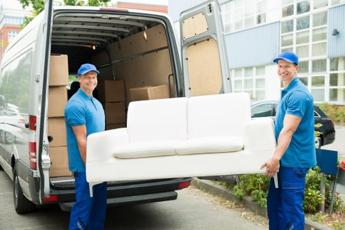 Removal van loading in a Liverpool residential street