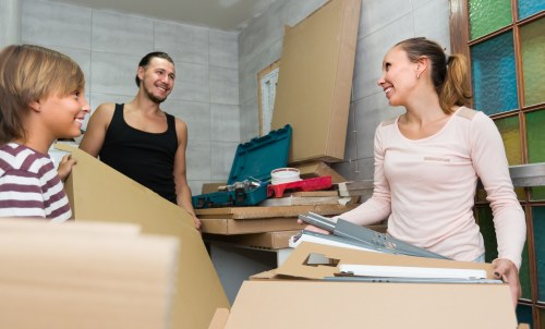Moving boxes and furniture prepared for a Liverpool removal service