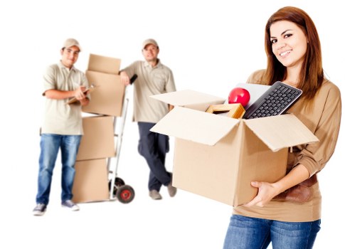 Packed office equipment ready for relocation in Liverpool